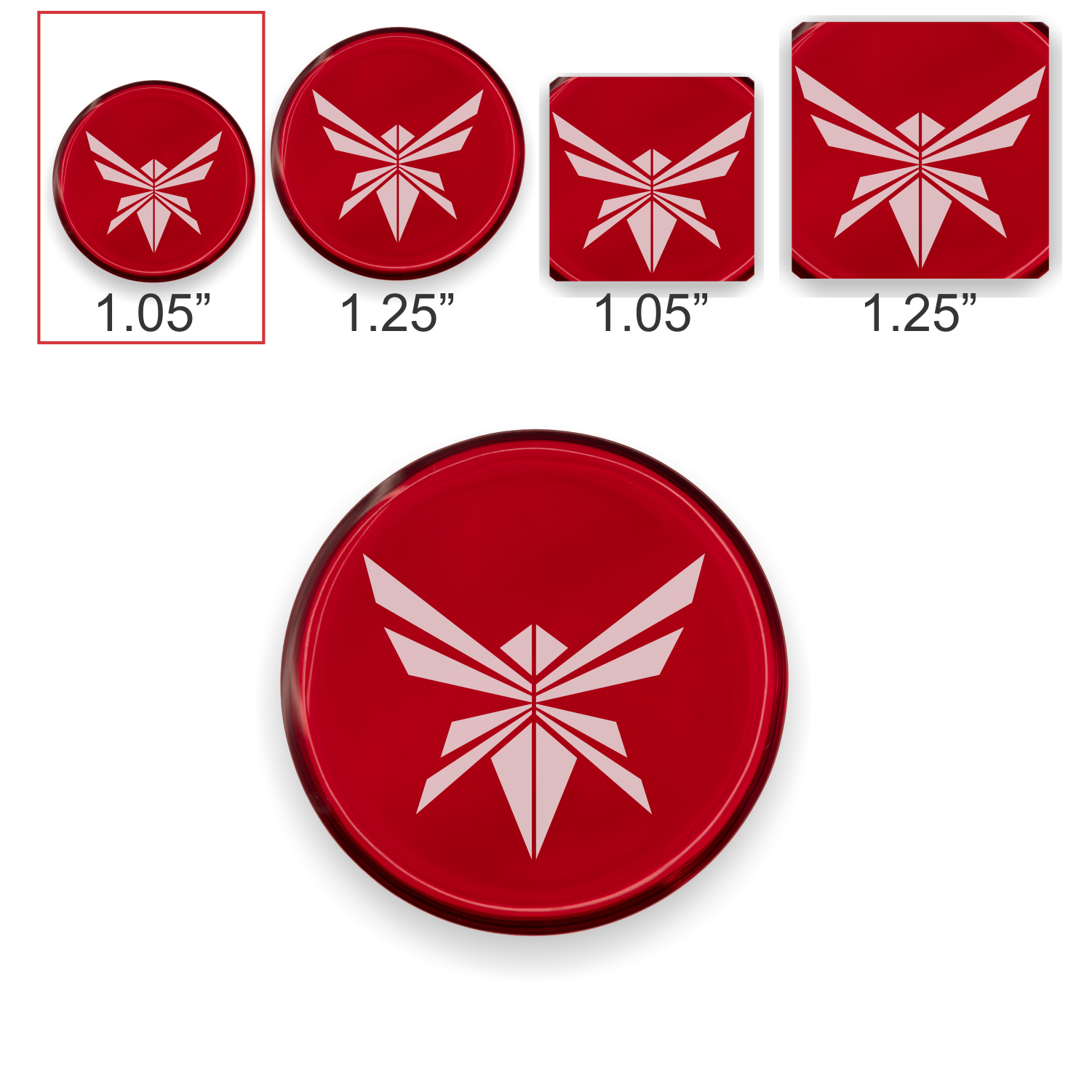 Small red circular golf ball marker